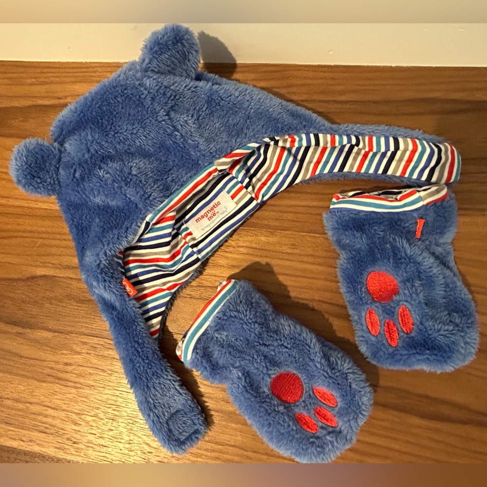 Magnetic Me Blue Furry Hat and Mittens Set